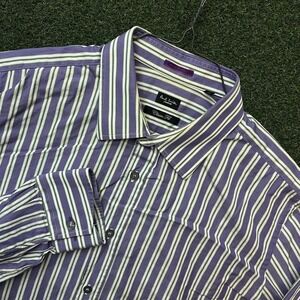 Paul Smith London Made in Italy Striped Purple And White Button Down Shirt